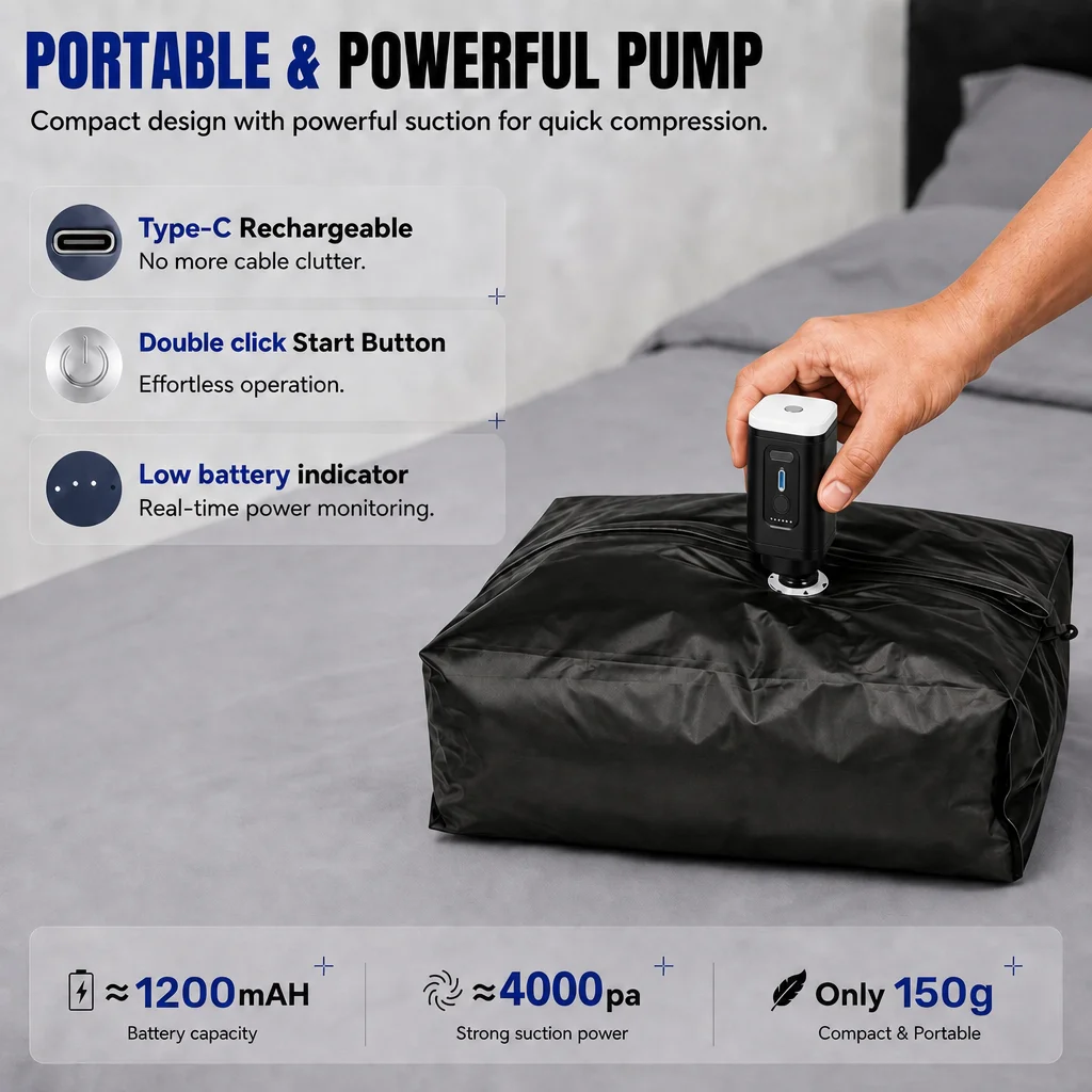 أكياس تخزين مضغوطة بالتفريغ ال - مراجعة Travel Accessories Organizer Bag وسعره